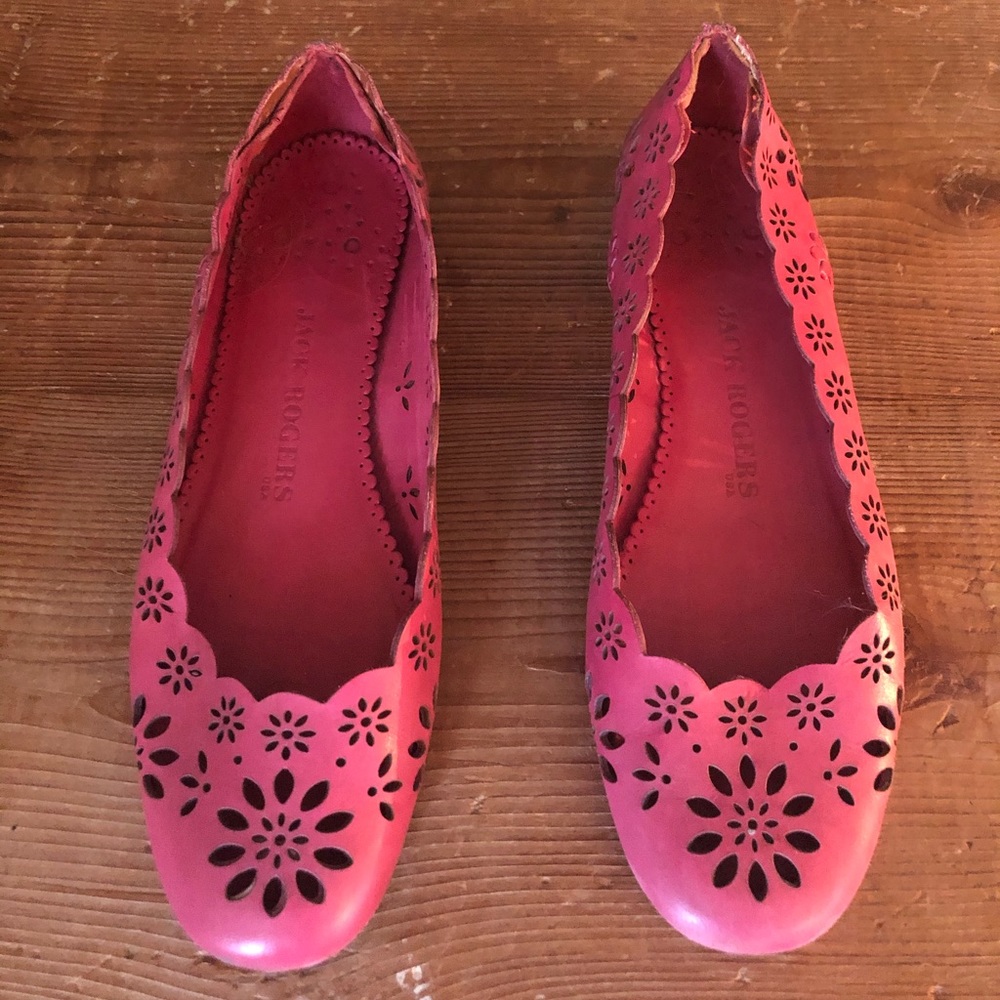 Jack Rogers pink flower flats
